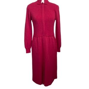 Vintage Wool Long Sleeve Pink Dress